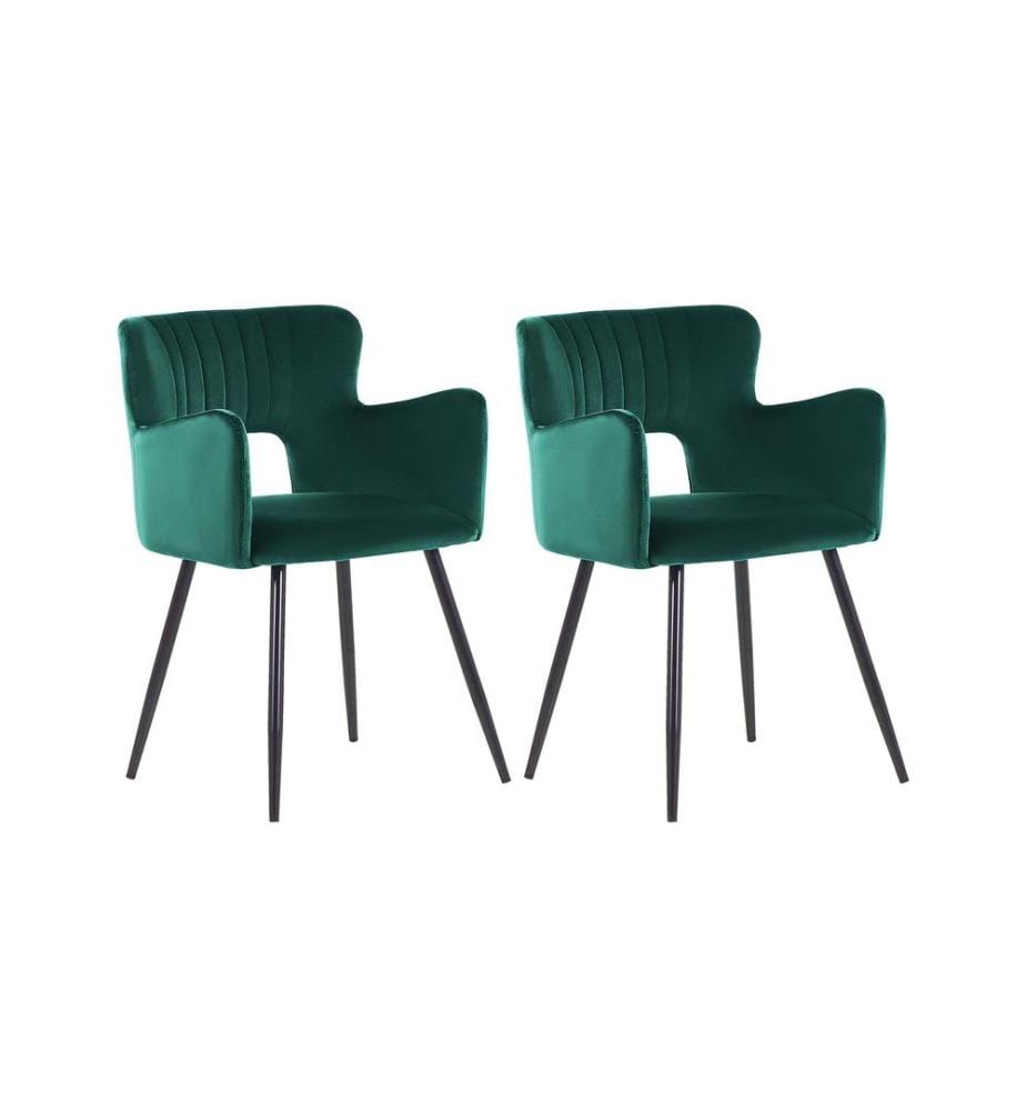 Lot de 2 chaises de salle à manger SANILAC Velours Vert émeraude