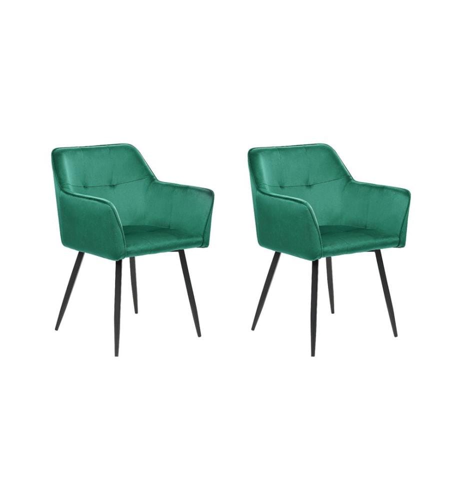 Lot de 2 chaises de salle à manger JASMIN Velours Vert émeraude