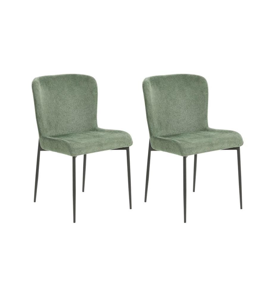 Lot de 2 chaises de salle à manger ADA Tissu Vert foncé