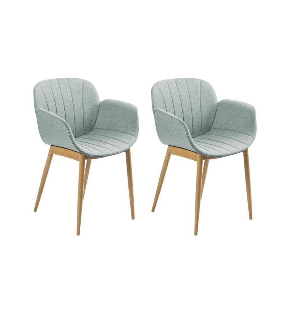 Lot de 2 chaises de salle à manger ALICE Tissu Vert menthe