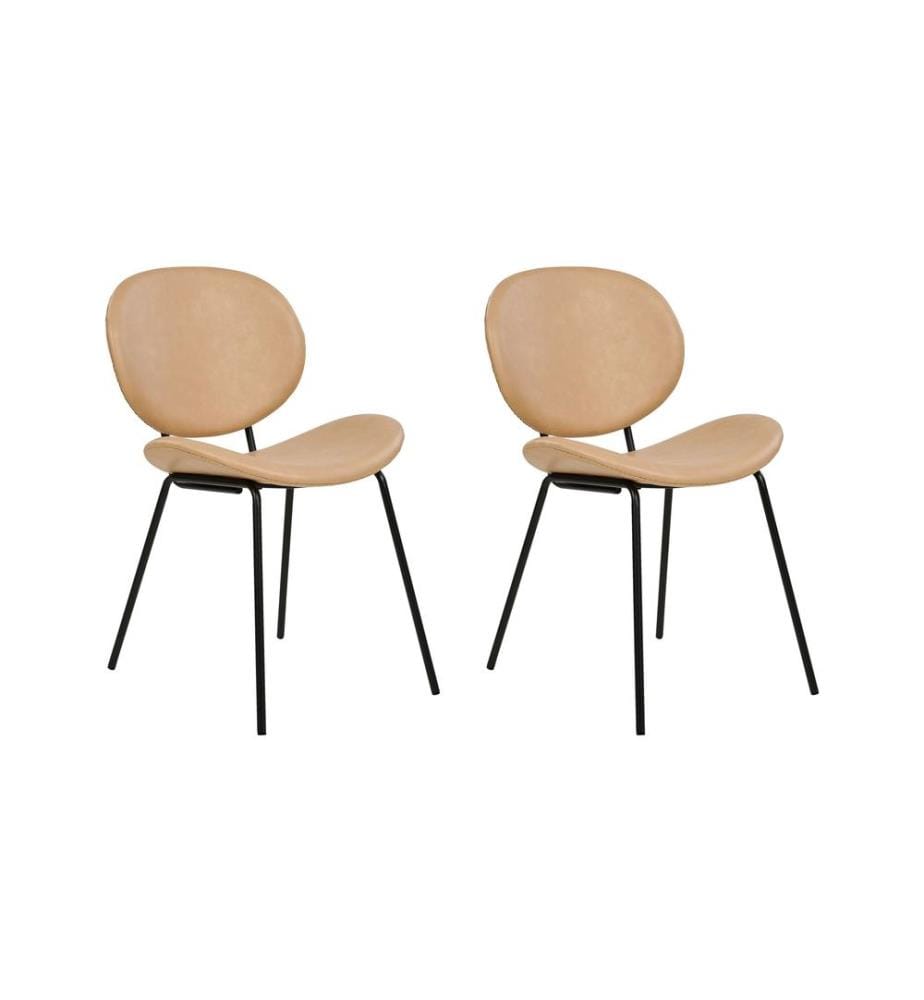 Lot de 2 chaises de salle à manger LUANA Cuir PU Beige sable