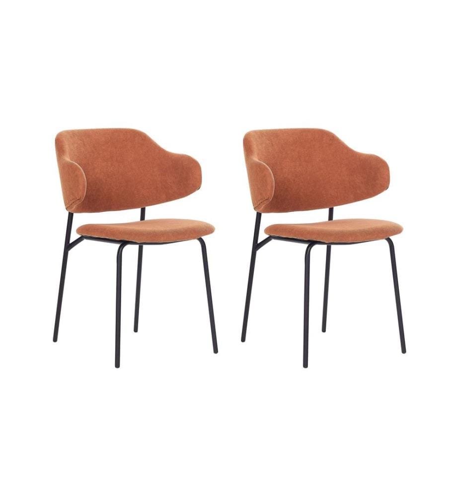Lot de 2 chaises de salle à manger KENAI Tissu Orange