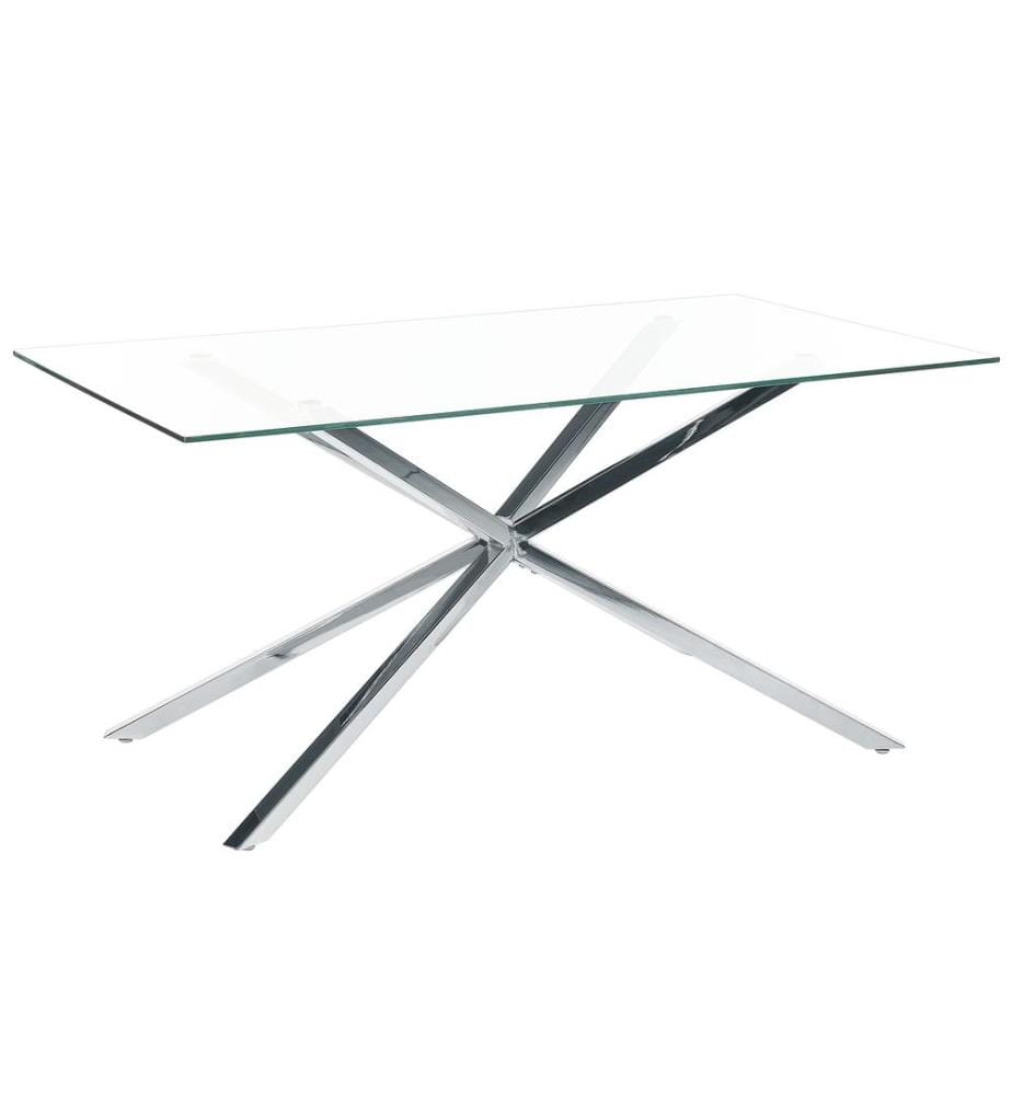 Table de repas CORA Argenté 160 cm 90 cm Verre de sécurité