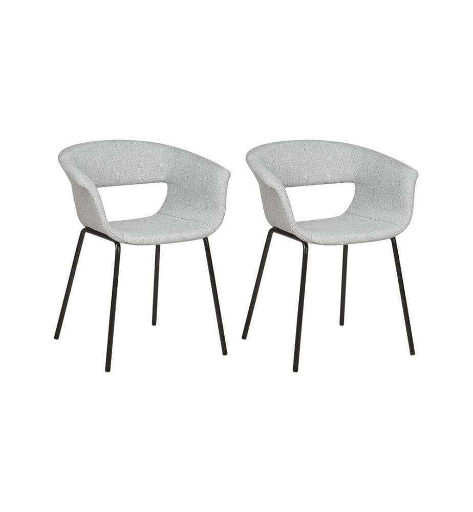 Lot de 2 chaises de salle à manger ELMA Tissu Gris clair