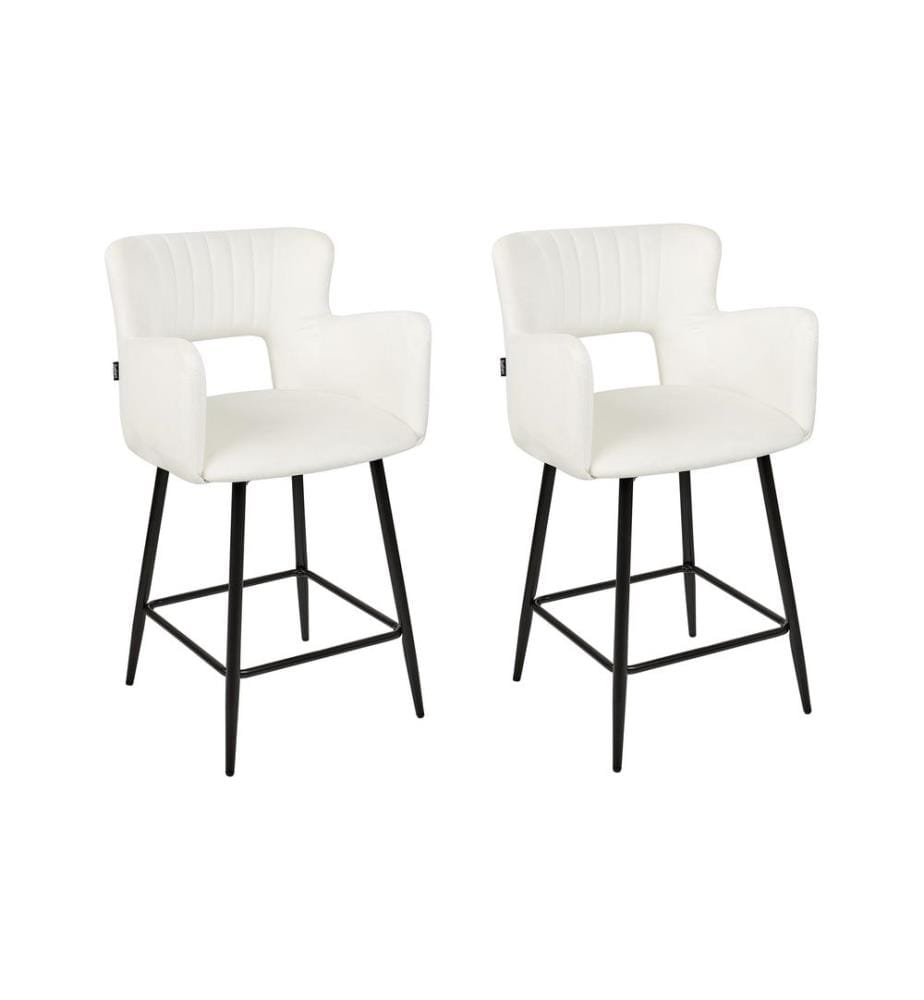 Lot de 2 chaises de bar SANILAC Velours Blanc