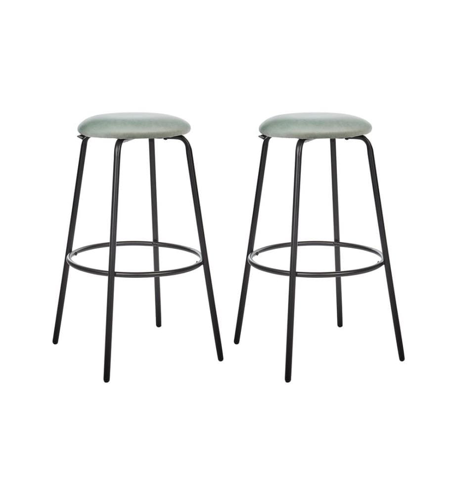 Lot de 2 tabourets de bar MORTON Velours Vert menthe