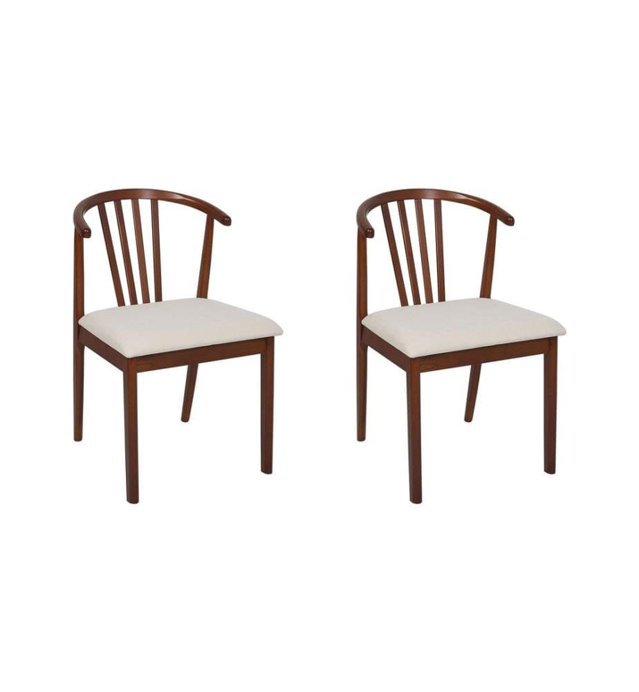 Lot de 2 chaises de salle à manger CRAIG Bois Marron foncé/beige