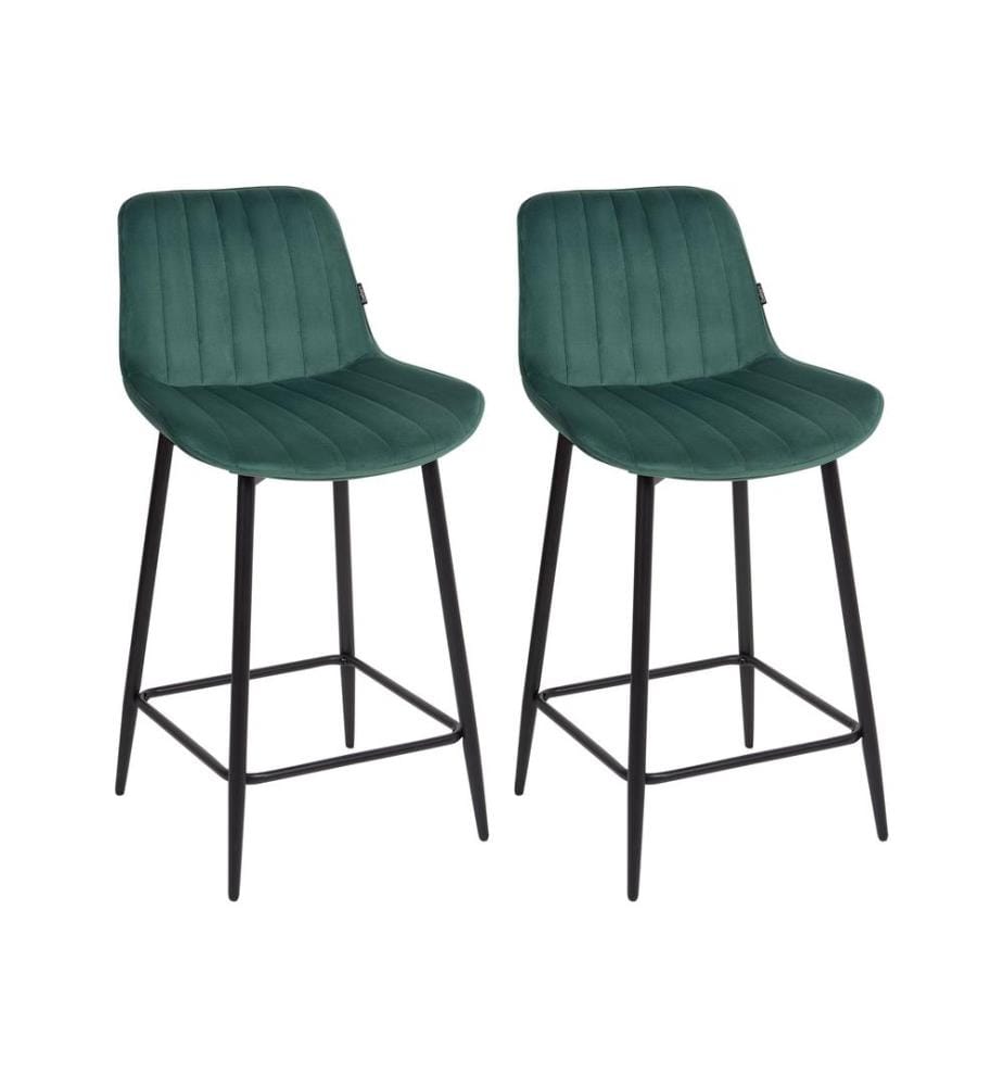 Lot de 2 chaises de bar DUBROVNIK Velours Vert émeraude