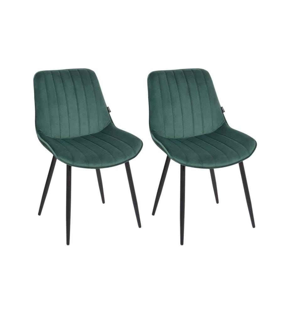 Lot de 2 chaises de salle à manger DUBROVNIK Velours Vert émeraude