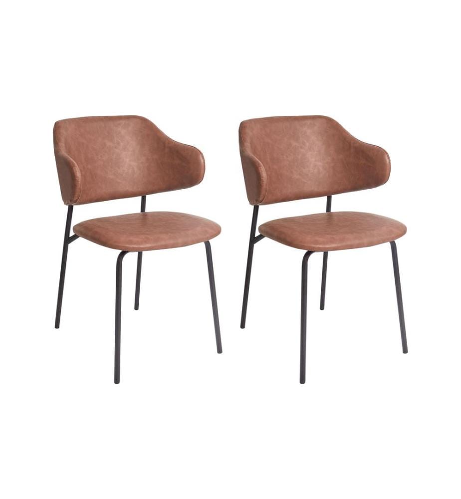 Lot de 2 chaises de salle à manger KENAI Cuir PU Marron