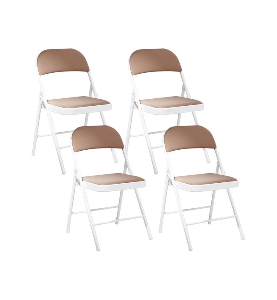 Lot de 4 chaises pliantes SPARKS Métal Beige/blanc