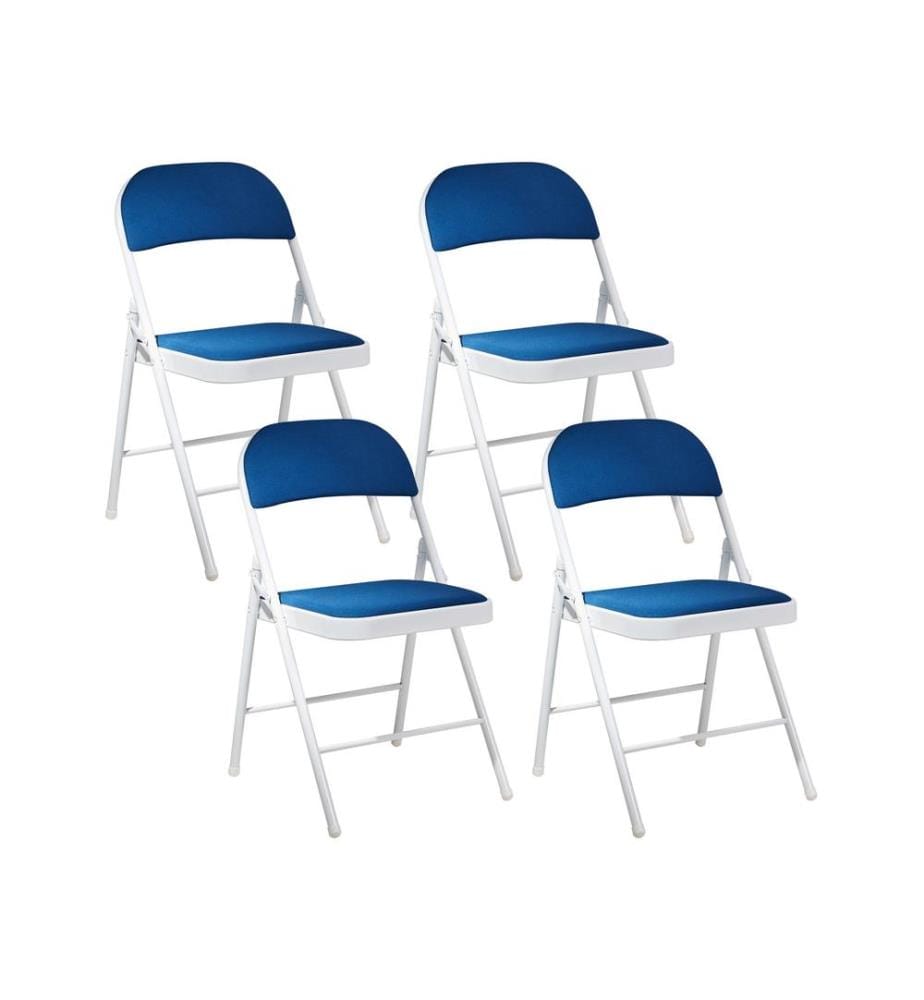 Lot de 4 chaises pliantes SPARKS Métal Bleu/blanc