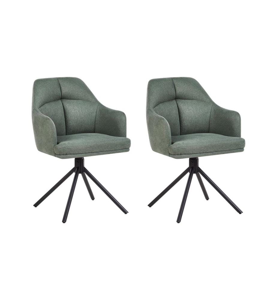 Lot de 2 chaises de salle à manger MIRA Tissu Vert