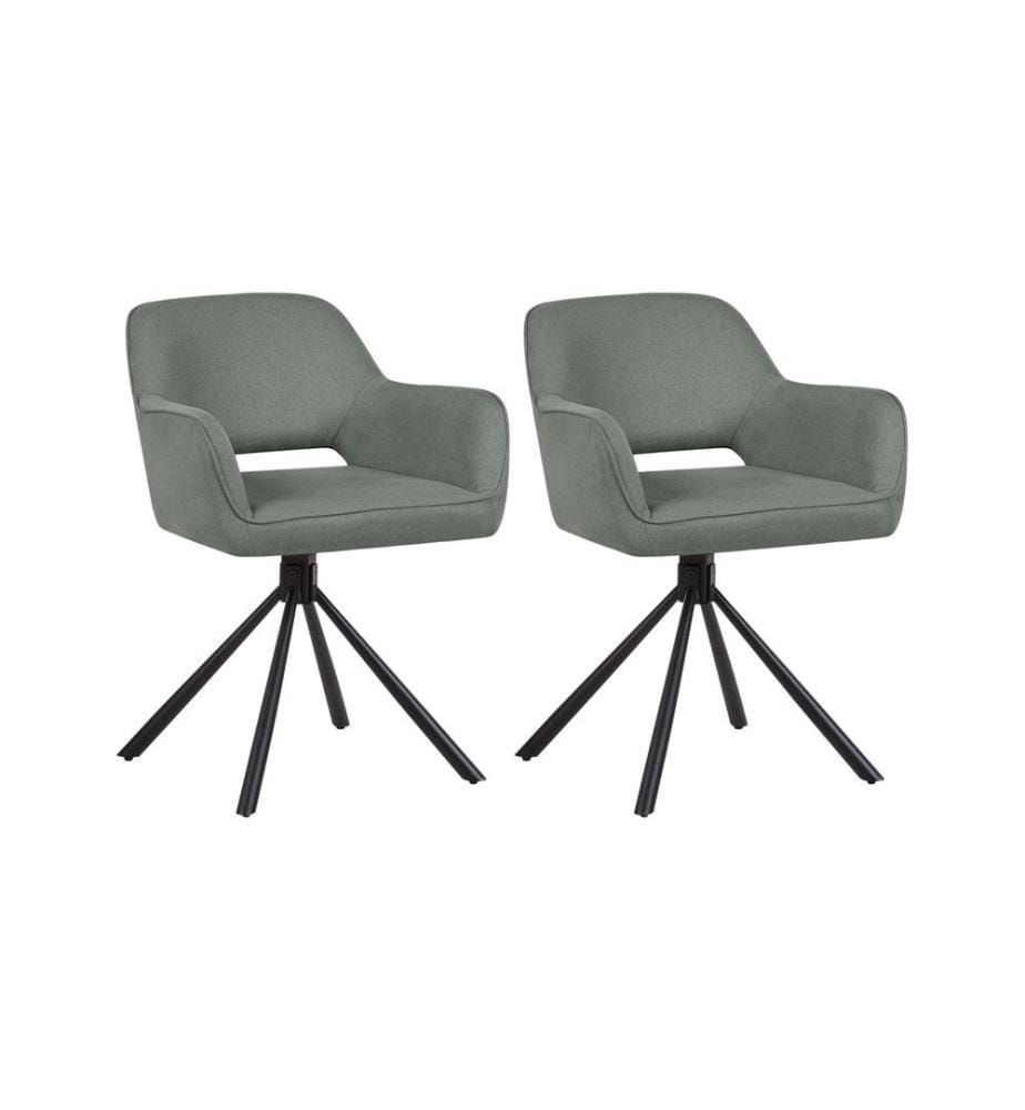 Lot de 2 chaises de salle à manger LOURES Tissu Vert foncé
