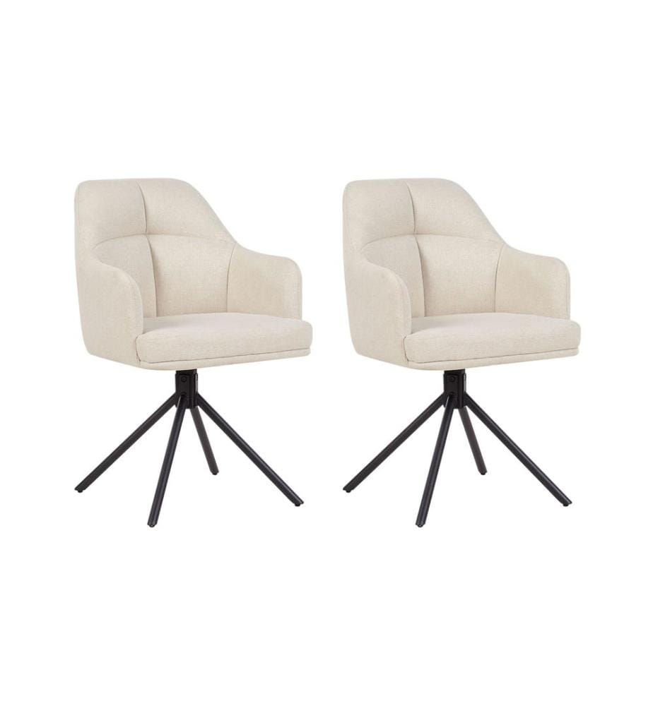 Lot de 2 chaises de salle à manger MIRA Tissu Beige