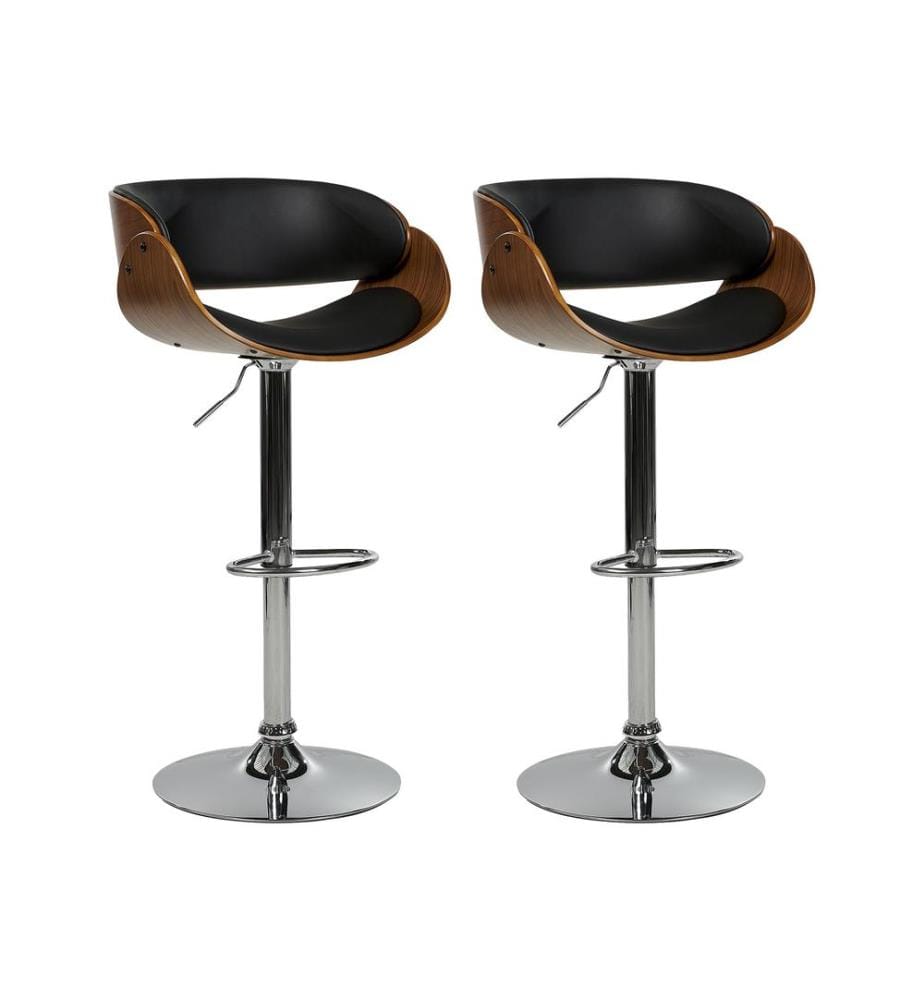 Lot de 2 chaises de bar BAKU Cuir PU Noir