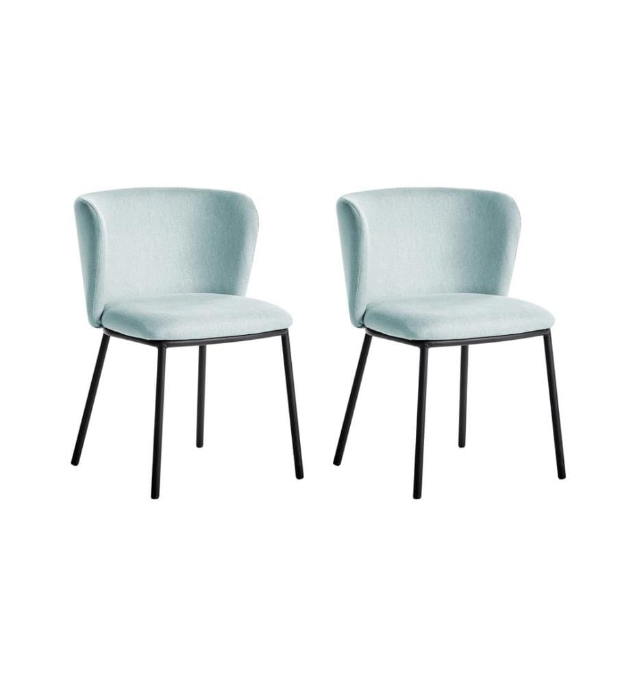 Lot de 2 chaises de salle à manger MINA Tissu Bleu clair