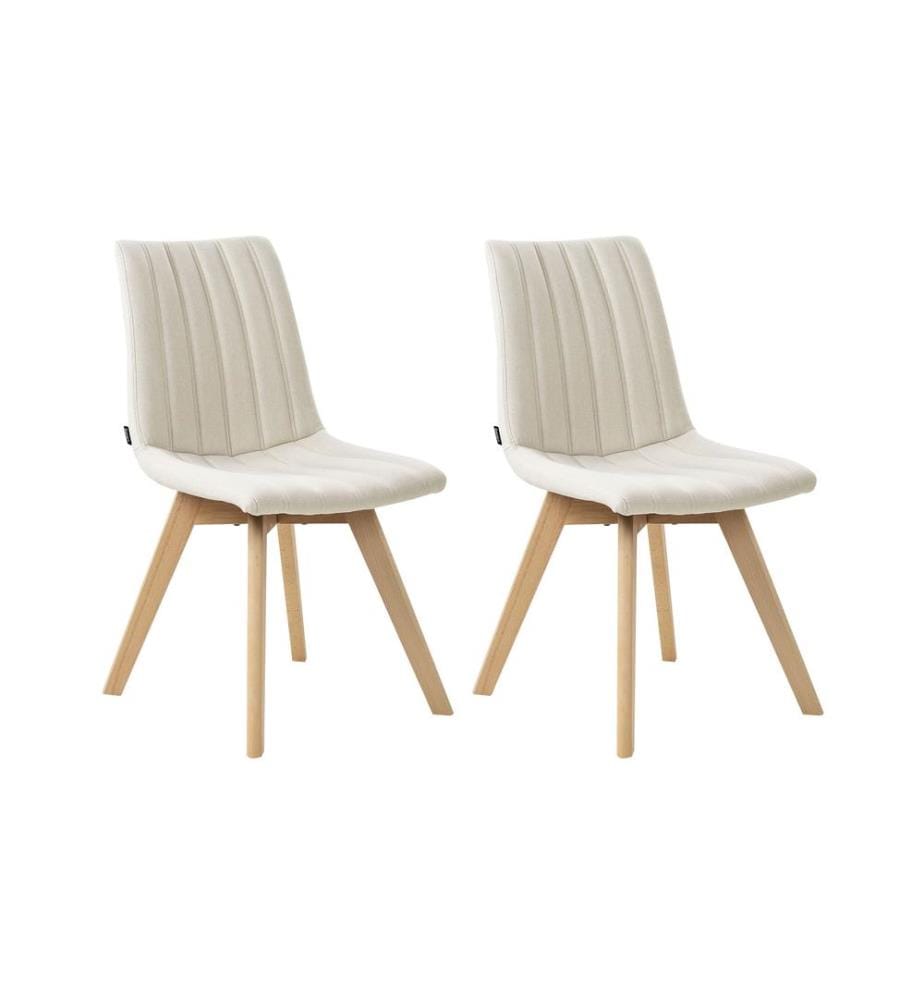 Lot de 2 chaises de salle à manger CALGARY Tissu Blanc cassé