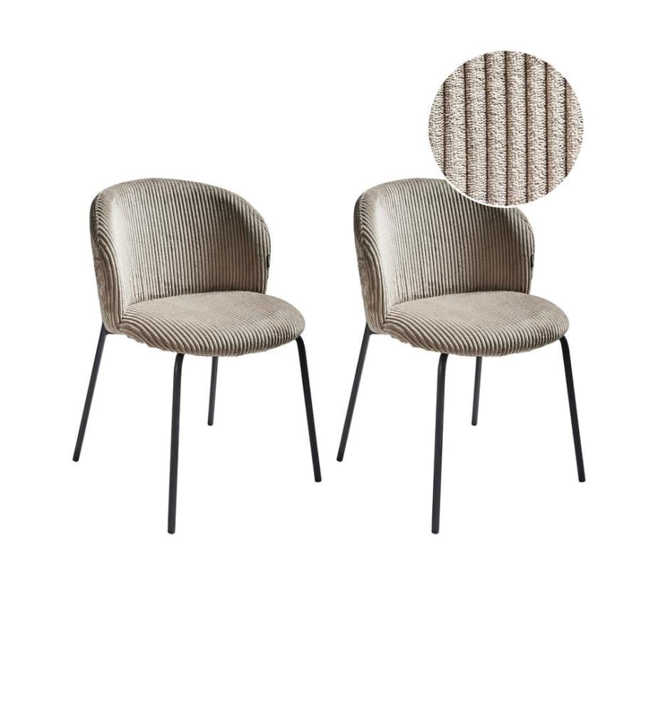 Lot de 2 chaises de salle à manger MILES Velours côtelé Taupe