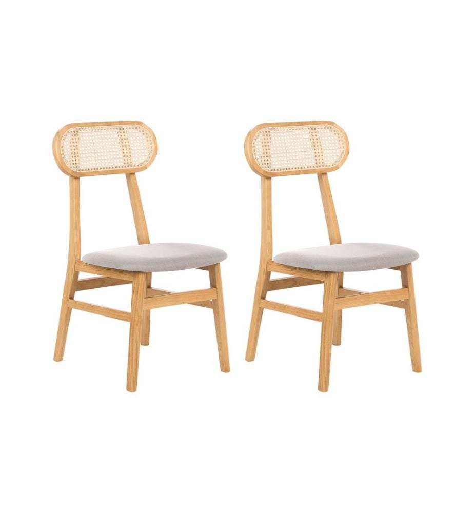 Lot de 2 chaises de salle à manger FALLON Bois Marron clair/gris clair