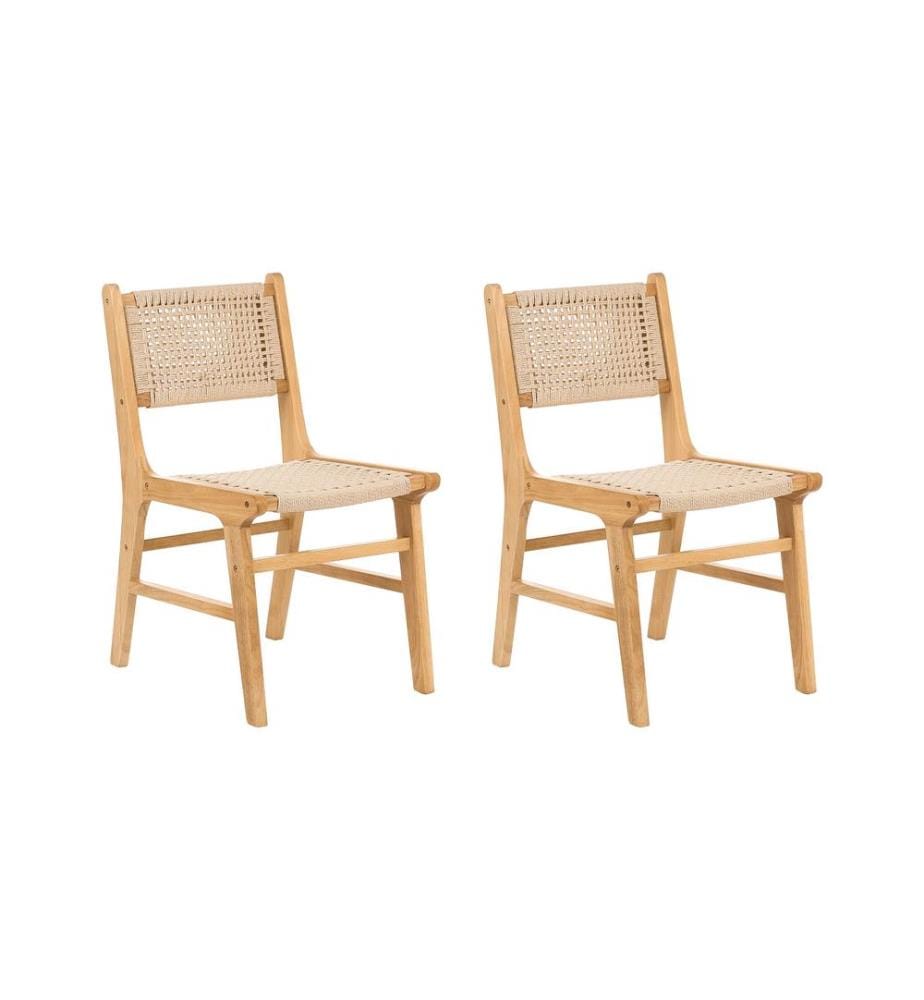 Lot de 2 chaises de salle à manger OZELLA Bois Marron clair/beige