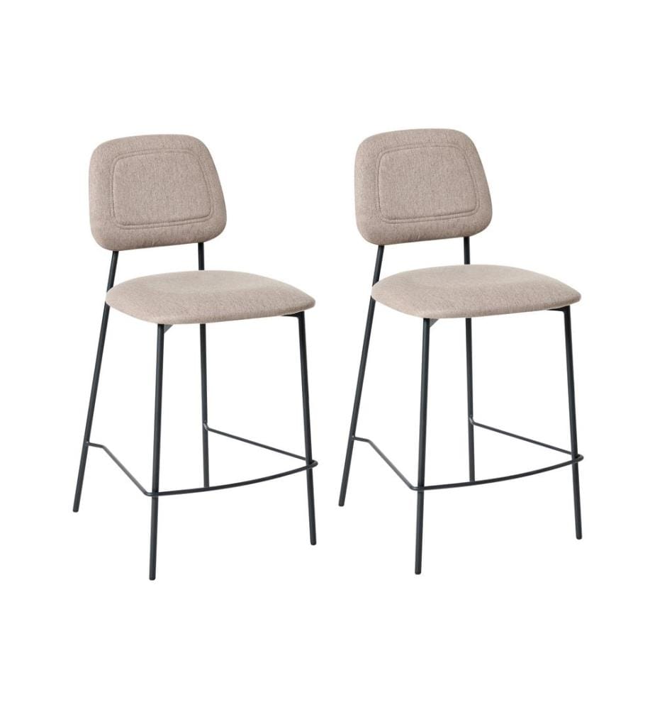 Lot de 2 chaises de bar DUETTE Lin synthétique Taupe