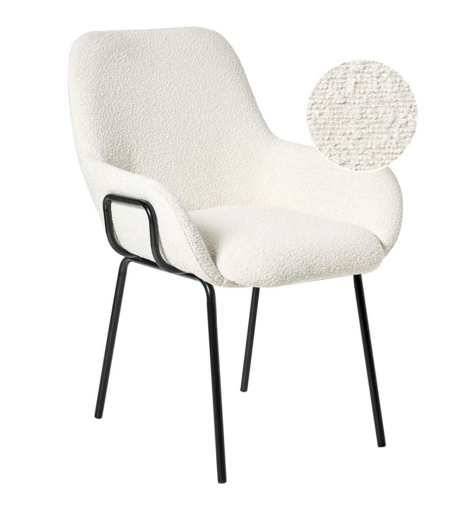 Chaise de salle à manger ALGONA Bouclé Blanc cassé