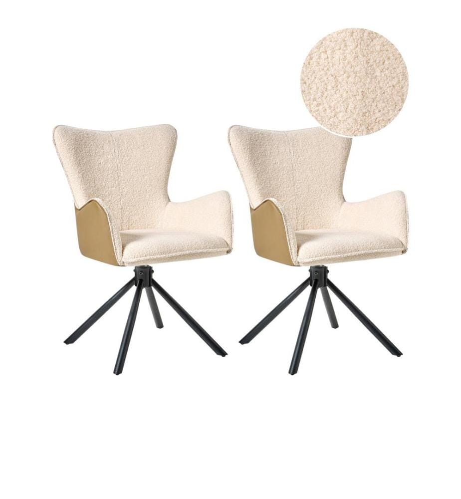 Lot de 2 chaises de salle à manger NOVI Bouclé Beige clair