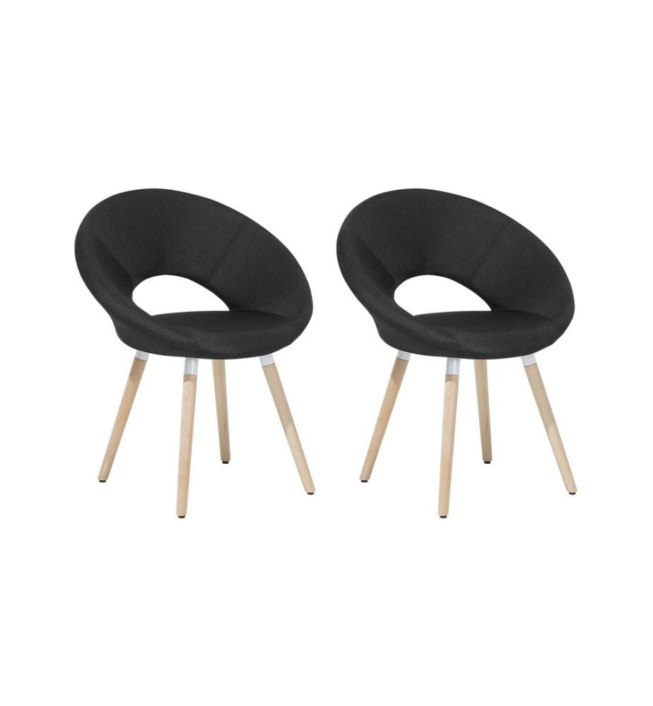 Lot de 2 chaises de salle à manger ROSLYN Tissu Noir