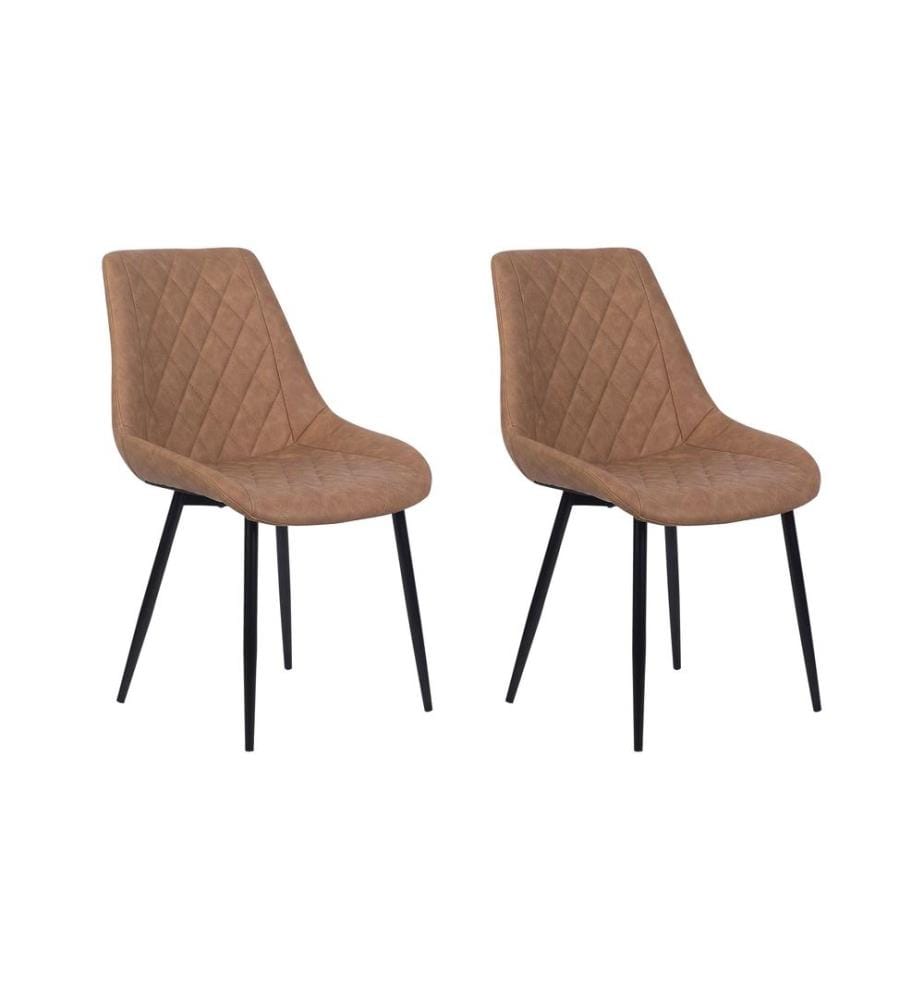 Lot de 2 chaises de salle à manger MARIBEL Cuir PU Marron doré