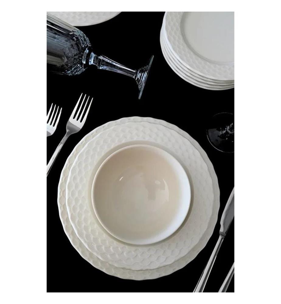Service de Table 24 Pièces en Porcelaine - Blanc