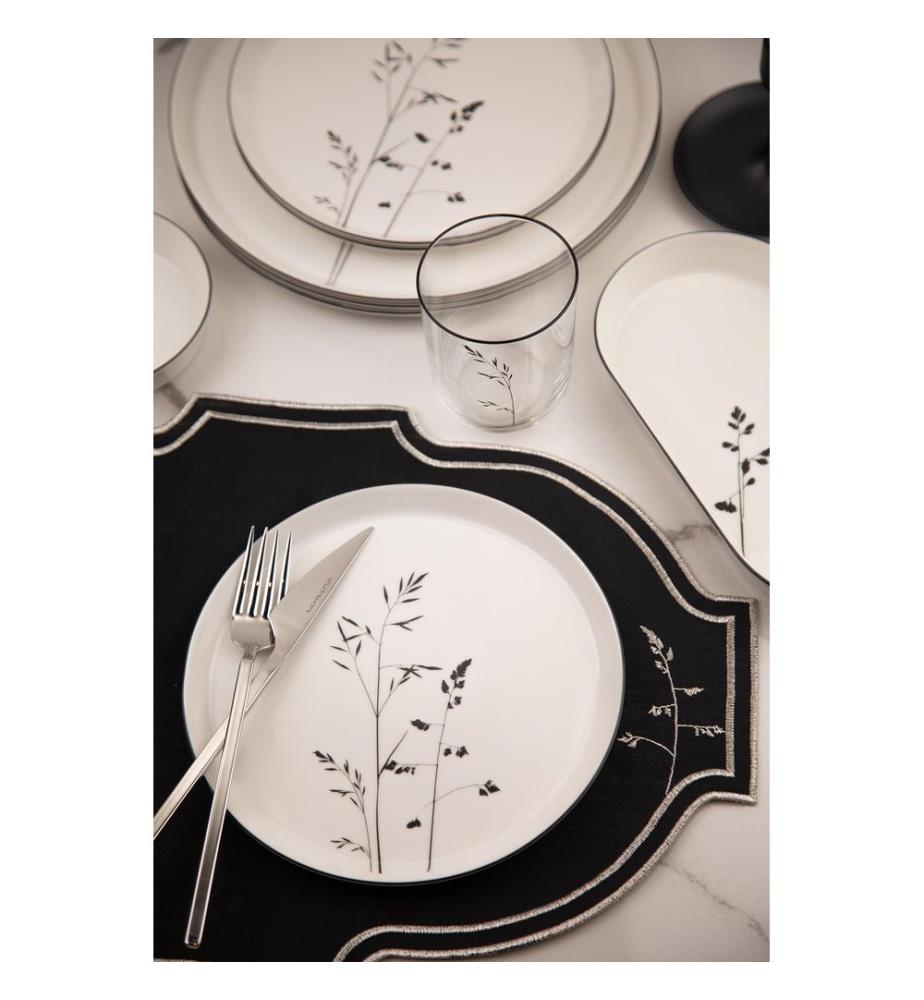 Service de Table 27 Pièces en Porcelaine - Blanc et Noir