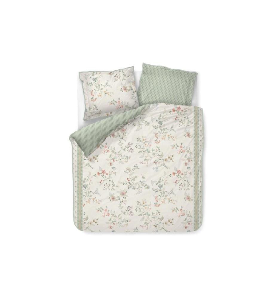 Housse de couette PIP Studio Kili Flower 200 x 210 cm, Blanc / Vert