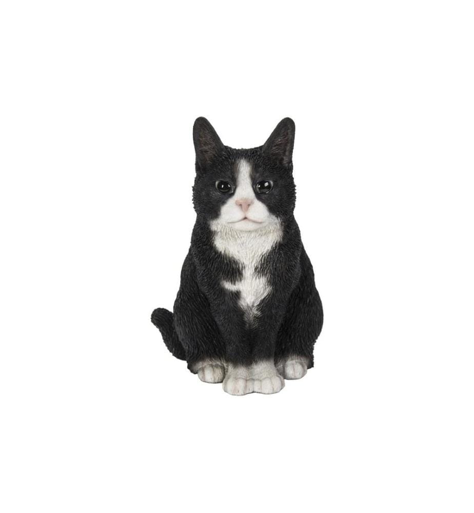 Figurine décorative Vivid Arts Chat Assis, 19,5 cm, Noir/Blanc