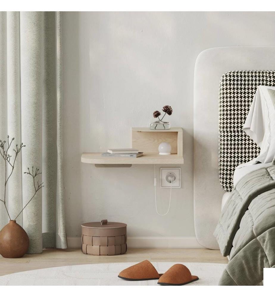 Table de chevet, panneau de particules 100 % mélaminé, crème