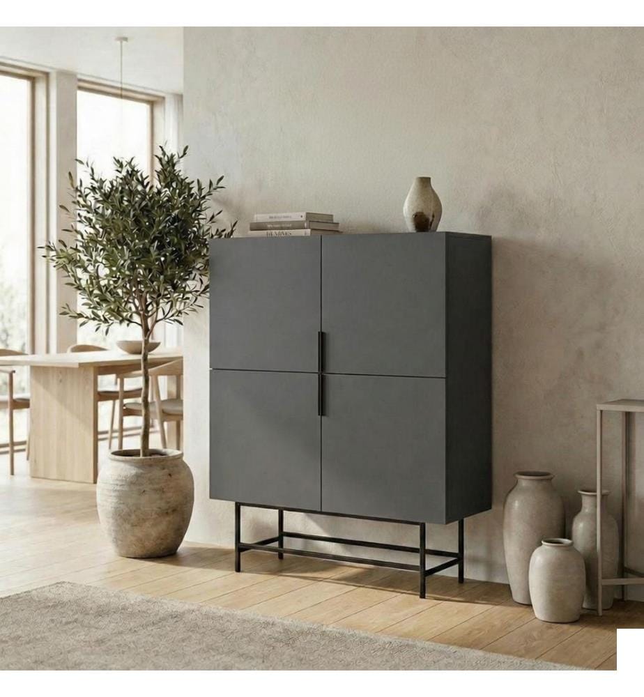 Buffet, panneau de particules 100 % mélaminé, anthracite, noir