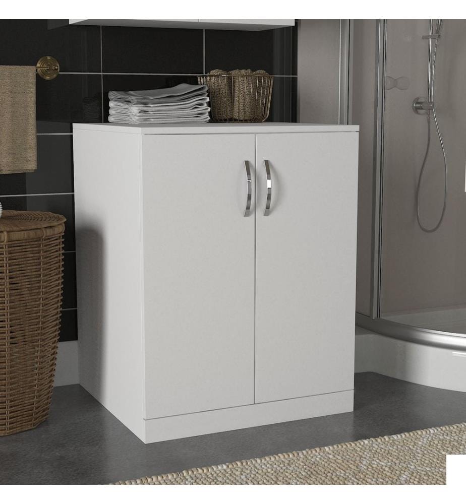 Meuble de salle de bain, blanc, panneaux de particules mélaminés