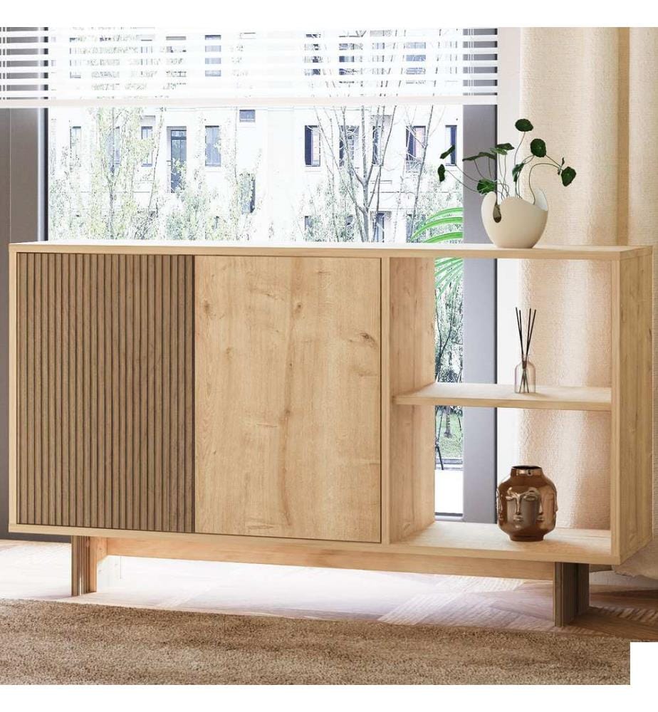 Console, panneau de particules 100 % mélaminé, chêne chaud, chêne saphir