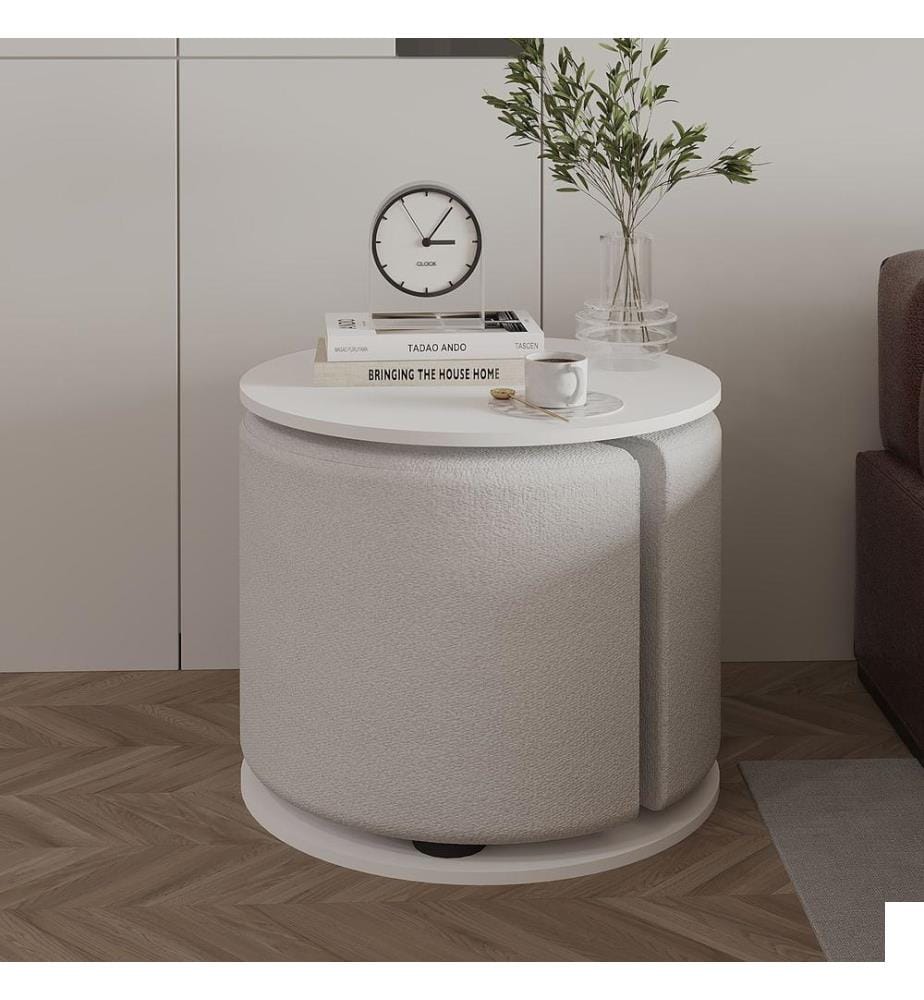 Ensemble de tables d'appoint, panneaux de particules 100 % mélaminés, blancs