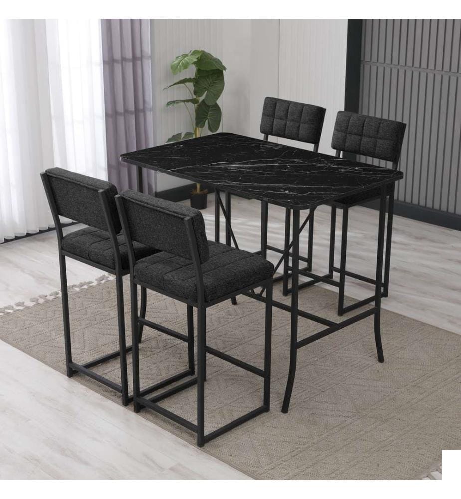 Ensemble table et tabourets de bar, 5 pièces, anthracite, noir, 100 % panneaux de particules mélaminés