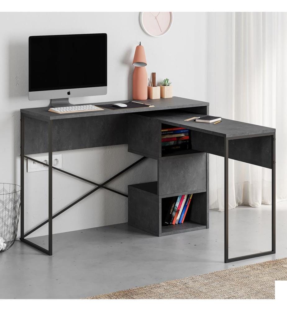 Bureau d'étude, panneau de particules 100 % mélaminé, gris rétro