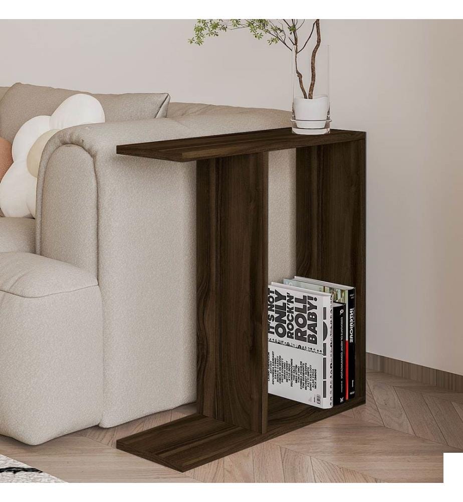Table d'appoint, panneau de particules 100 % mélaminé, noyer