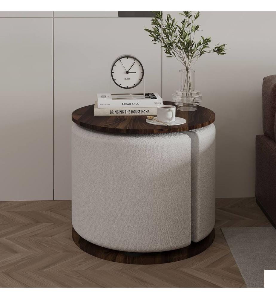 Ensemble de tables d'appoint, panneaux de particules 100 % mélaminés, noyer