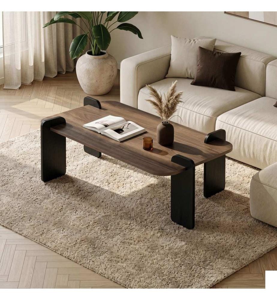 Table basse, panneau de particules 100 % mélaminé, noyer, bois noir
