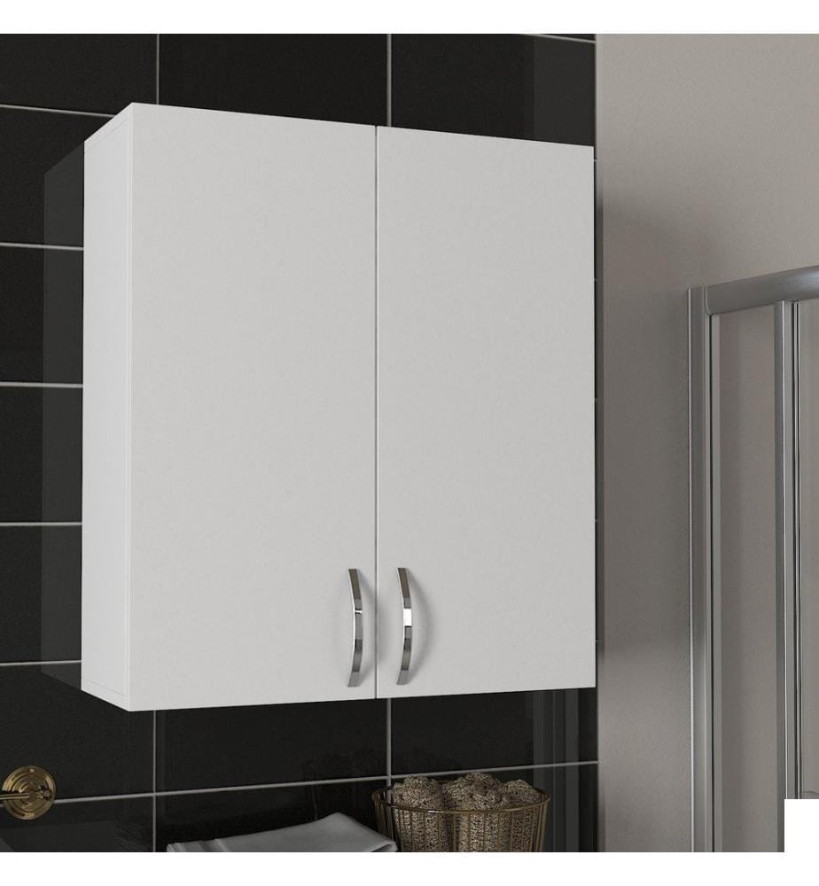 Meuble de salle de bain, blanc, panneaux de particules mélaminés