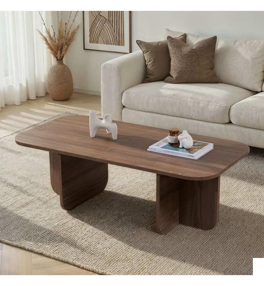 Table basse, noyer, panneau de particules 100% recouvert de mélamine
