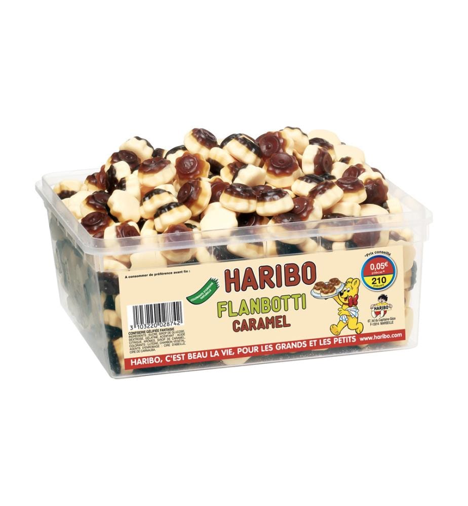 HARIBO - Boîte de Bonbons Flanbotti Caramel - 210 Pièces