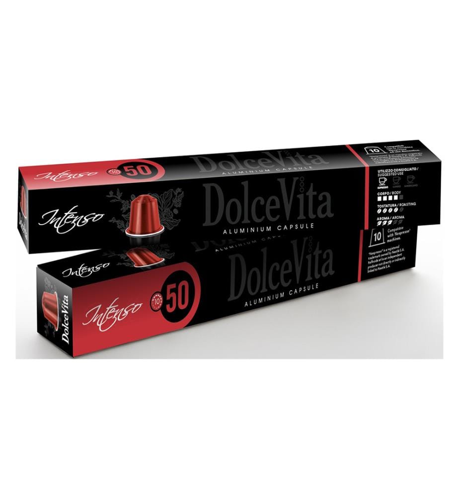 10x DolceVita Intenso 50% Arabica, Alu Compatible Nespresso - 10 pièces