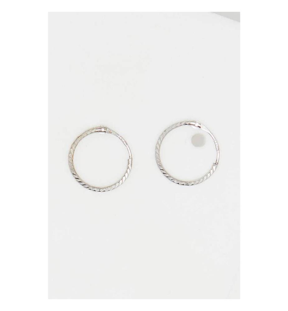 Boucles d'Oreilles Créoles Twistées 10mm - Or Blanc 375/1000