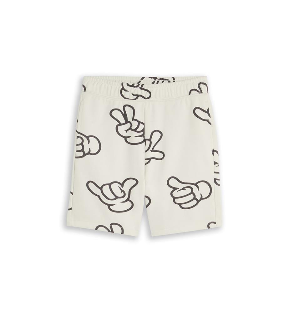 Short en sweat à motif - Blanc cassé et gris